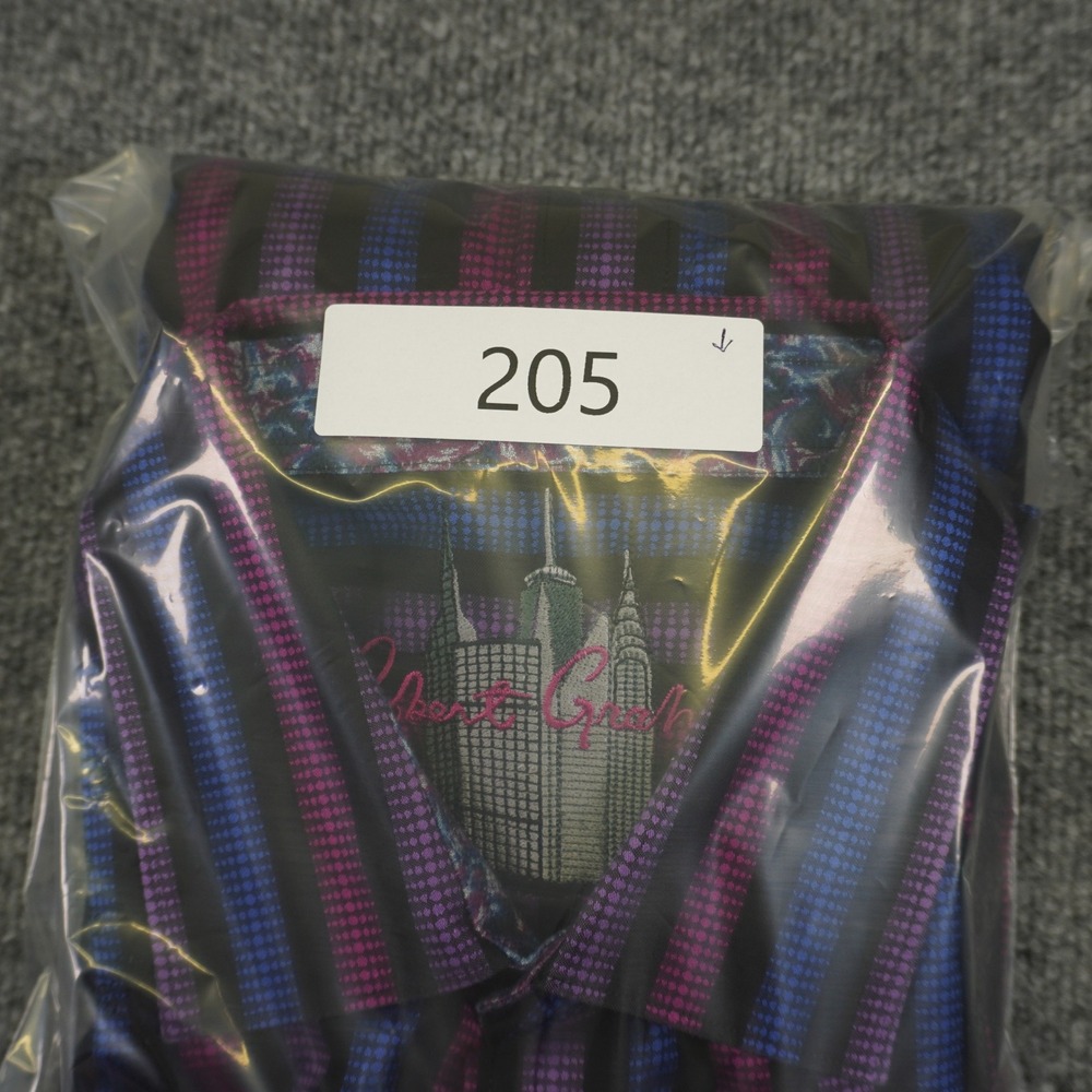 Robert Graham Button Up Shirt Mens XL Purple Blue Striped Flip Cuff Multicolor - Picture 15 of 15